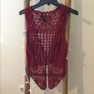 The limited red crochet vest
